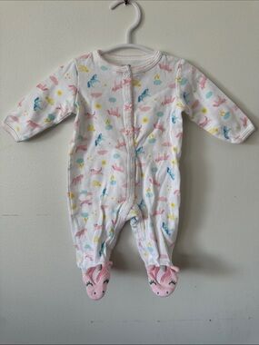 Super Cute Carter's White Footed One-Piece with Pastel Unicorns